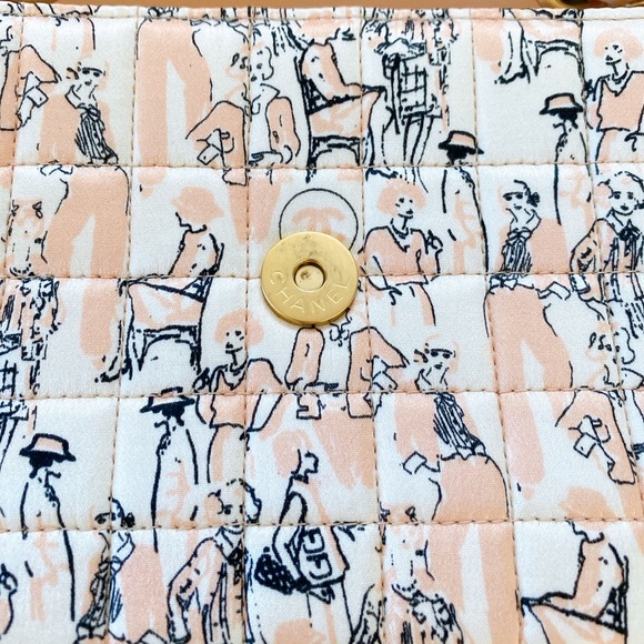 SOLD ✨Chanel Limited Edition Karl Lagerfeld Print Satin Stitch Chain Scarf Bag - Picture 12 of 17